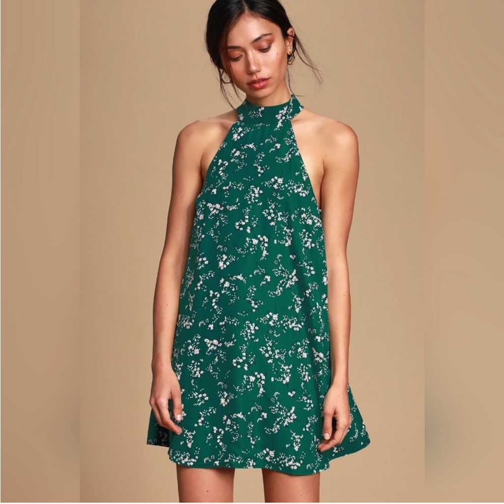 Darling Dearest Green Floral Print Swing Dress